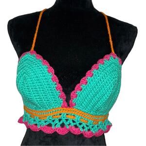 Creaciones Cayana Summer Handmade Crochet Bikini Top Bralette Size L